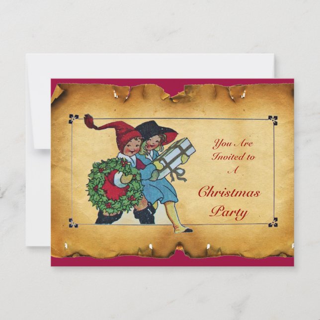 INVITATION ENFANTS AVEC DES CADEAUX DE NOËL - (Devant)