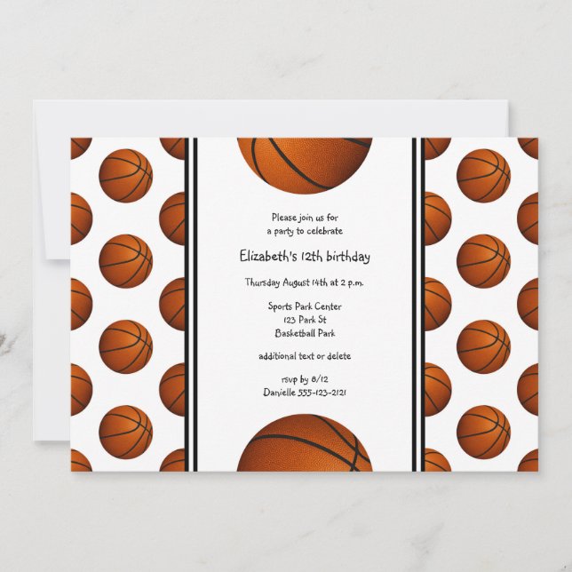 Invitation enfants basket-ball sport anniversaire_équipe fête (Devant)
