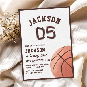 Invitation Enfants Basketball Aquarelle fête d'anniversaire