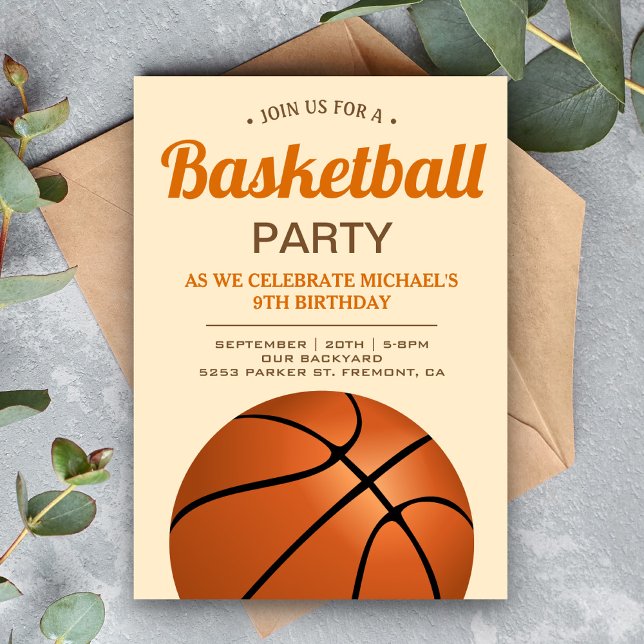 Invitation Enfants Basketball fête d'anniversaire (Créateur téléchargé)