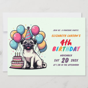Invitation Enfants Carlin coloré thème Anniversaire