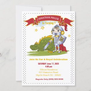 Invitation Enfants Chevalier dans Armor Dragon Fête d'anniver