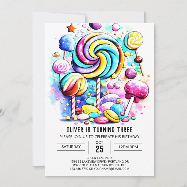 Invitation Enfants Chocolat sucré Anniversaire (Devant)