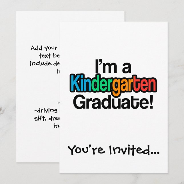 Invitation Enfants colorés Diplôme de maternelle (Devant / Derrière)