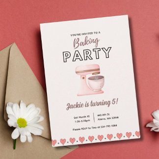Invitation Enfants Cuisine Baking Anniversaire Fête Invitatio