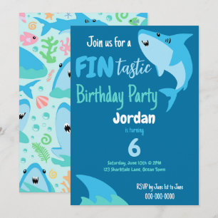 Invitation Enfants D'Anniversaire Du Requin En Mer