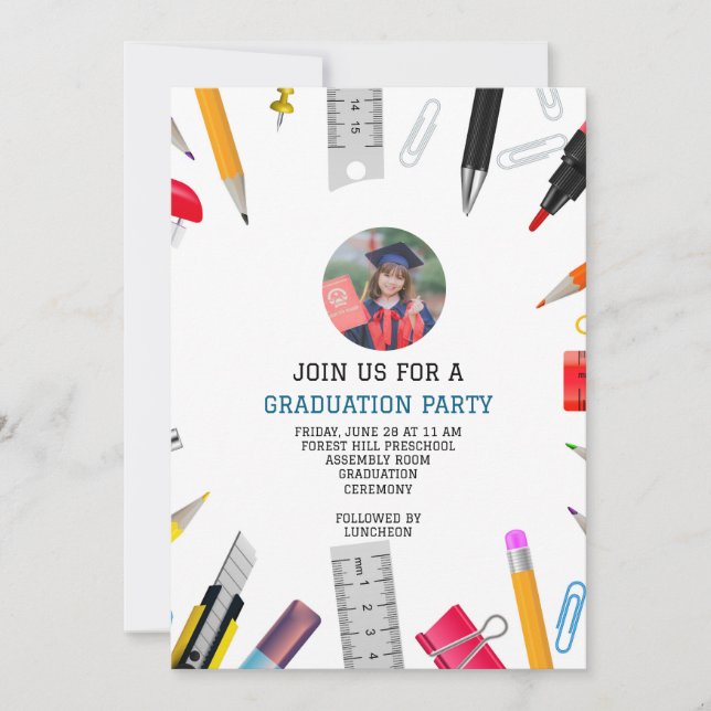 Invitation Enfants de graduation moderne sur mesure préscolai (Devant)