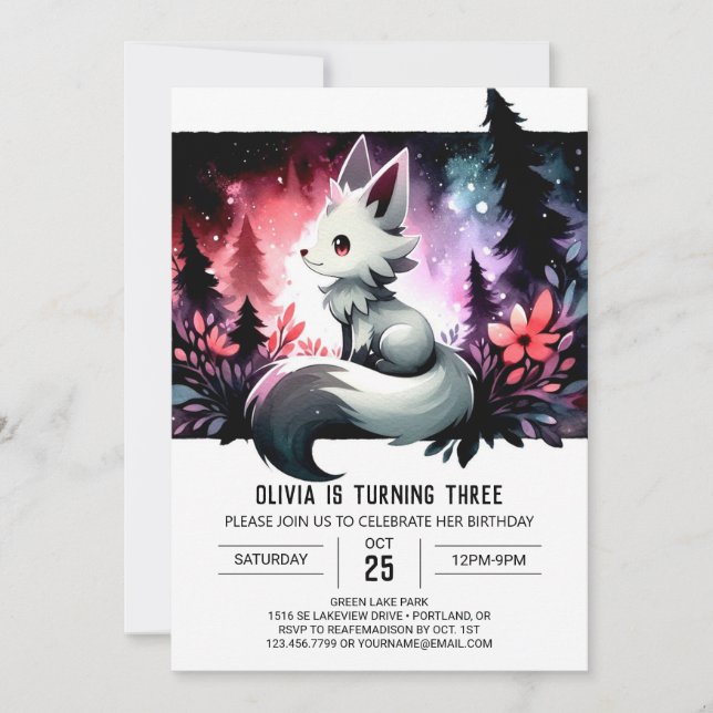 Invitation Enfants de la forêt Wolf Anniversaire (Devant)