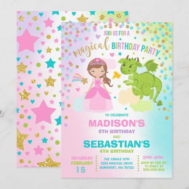 Invitation Enfants de mêmes parents d'invitation (Devant / Derrière)