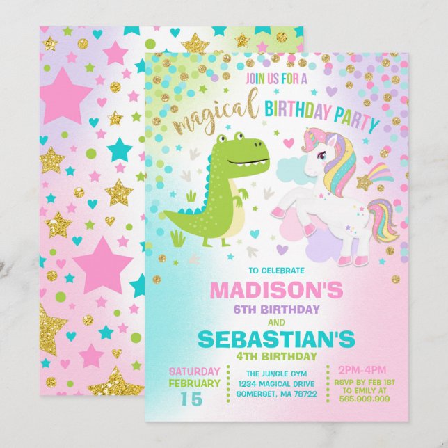 Invitation Enfants de mêmes parents d'invitation (Devant / Derrière)