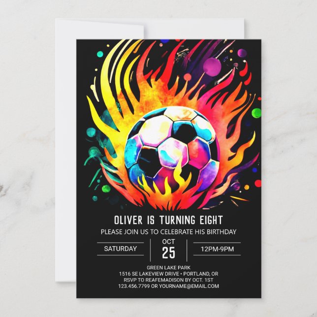 Invitation Enfants de soccer élégant en ligne Anniversaire (Devant)