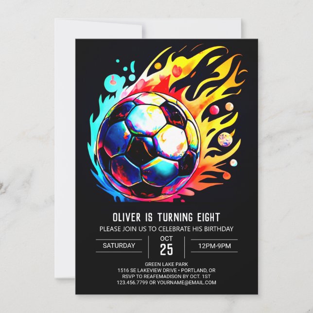 Invitation Enfants de soccer moderne modifiable Anniversaire (Devant)
