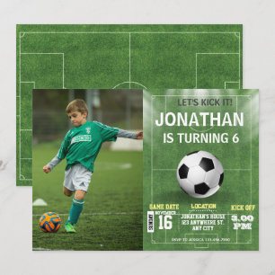 Invitation Enfants de sport Football Photo d'anniversaire
