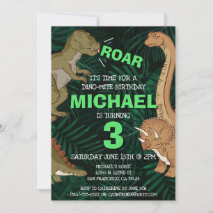 Invitation Enfants Dinosaur Anniversaire Dino Trex Jurassic B