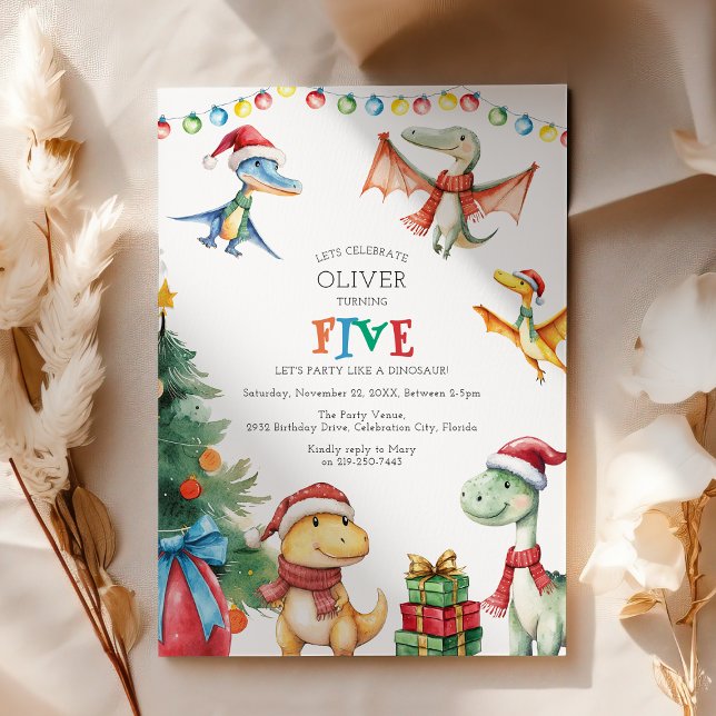 Invitation Enfants Dinosaur cinquième anniversaire de fête In (Créateur téléchargé)