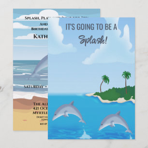 Invitation Enfants Dolphin Beach fête d'anniversaire