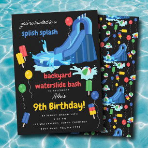 Invitation Enfants en glissade d'été Splish Splash Anniversai