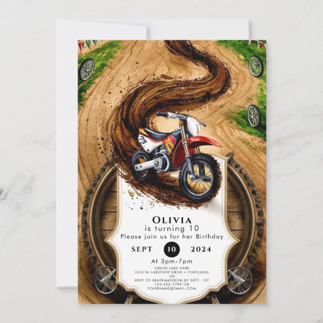 Invitation Enfants en moto rapide Anniversaire (Devant)