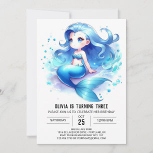 Invitation Enfants Enchantés Sirène Anniversaire
