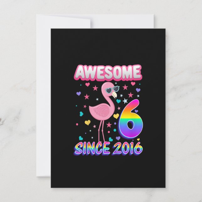 Invitation Enfants Enfants 6e anniversaire Flamant rose Fille (Devant)