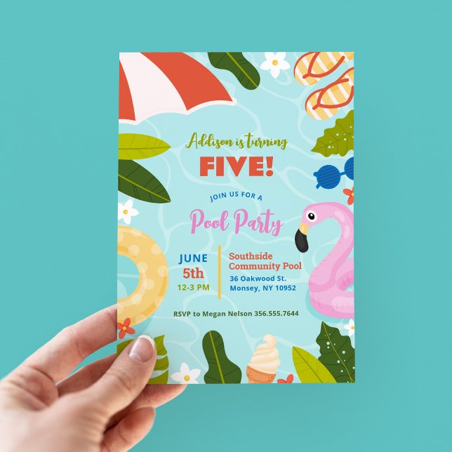Invitation Enfants été Anniversaire de la fête de la piscine (Créateur téléchargé)