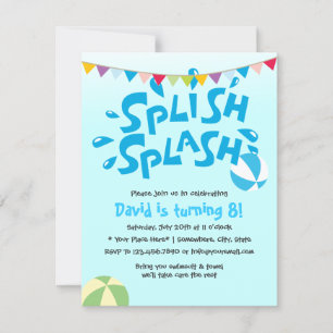 Invitation Enfants Été Piscine Fête Anniversaire