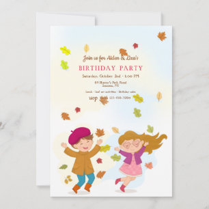 Invitation Enfants Feuille Jouer fête d'anniversaire