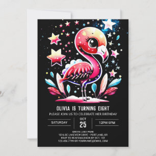 Invitation Enfants Flamant rose Bohème Anniversaire