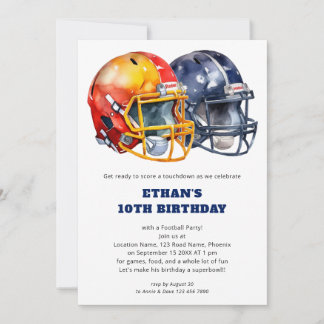 Invitation Enfants Football Anniversaire Orange Blue