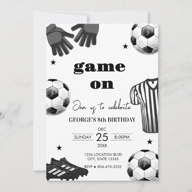 Invitation Enfants Football Football Anniversaire (Devant)