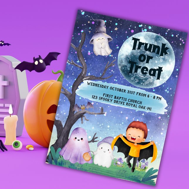 Invitation Enfants Halloween fête personnalisée mignonne (Kids Halloween Custom Party Cute Invitation)