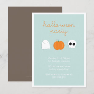 Invitation Enfants Halloween Party mignon crâne Citrouille fa