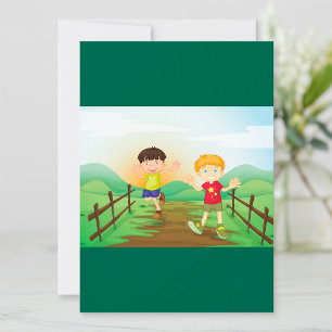 Invitation Enfants heureux jouant à l'extérieur