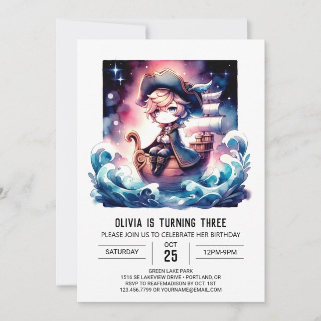 Invitation Enfants Imaginaire Pirate Anniversaire (Devant)