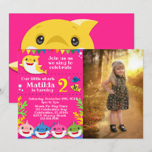 Invitation Enfants Jaune Arc-en-ciel Requin Anniversaire Phot