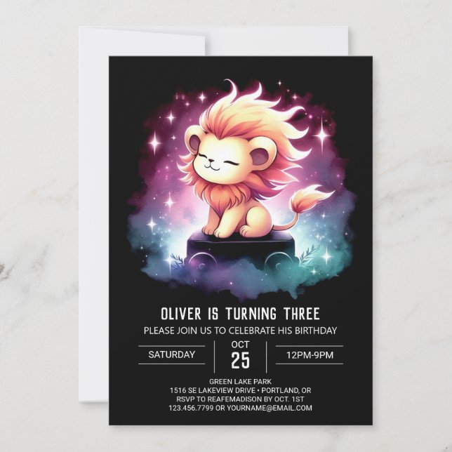 Invitation Enfants Jote Lion Anniversaire (Devant)