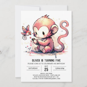 Invitation Enfants Jungle Singe Anniversaire