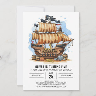 Invitation Enfants Matey Nautical Pirate Anniversaire