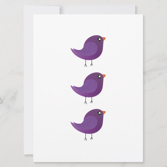 Invitation Enfants mignonette birdy (Devant)