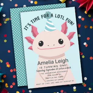 Invitation Enfants mignons Axolotl Amusants Anniversaire