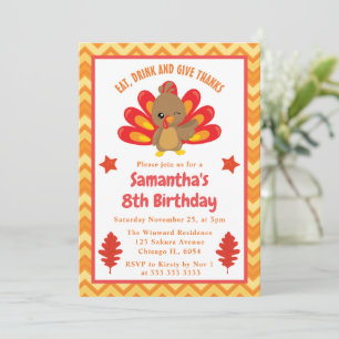 Invitation Enfants mignons Chute Thanksgiving Turquie Anniver