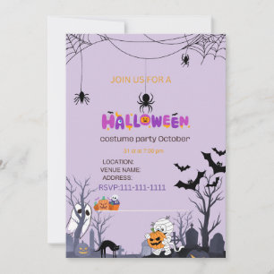 Invitation Enfants mignons Fête costumée d'Hallowe