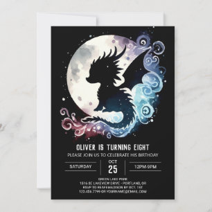 Invitation Enfants minimalistes d'anniversaire de dragon