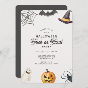 Invitation Enfants modernes Halloween Grey Trick ou Treat Par