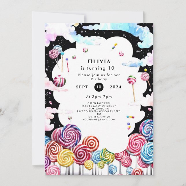 Invitation Enfants Paradise Candyland Anniversaire (Devant)