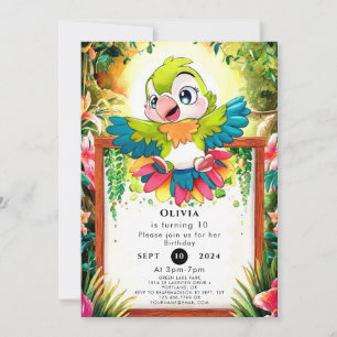 Invitation Enfants Parrot mignonne Anniversaire