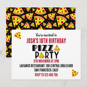 Invitation Enfants Pizza fête d'anniversaire