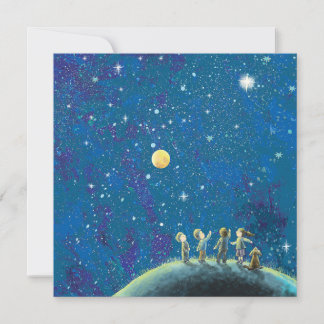 Invitation Enfants Regardant Night Sky