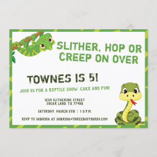 Invitation Enfants Reptile fête d'anniversaire   Serpent et l