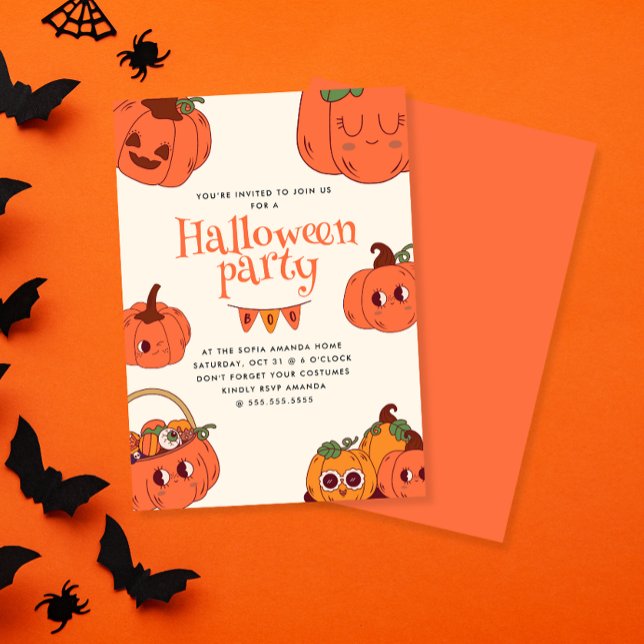 Invitation Enfants Retro Cute Citrouille Halloween Party (Créateur téléchargé)